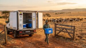 Livestock and veterinary cold chain context illustrating South Africa's foot-and-mouth disease challenge and the vaccine cold chain rollout