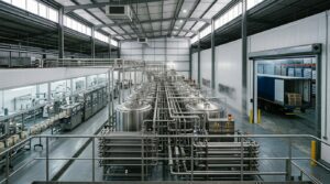 Aseptic dairy and beverage processing facility with stainless steel tanks and temperature-controlled production lines in South Africa